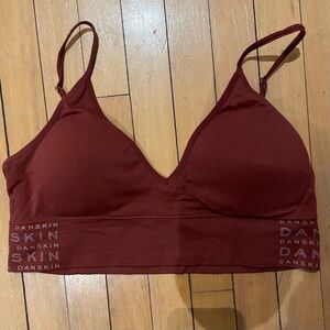 Danskin Burgundy Sports Bra with Lace Detail